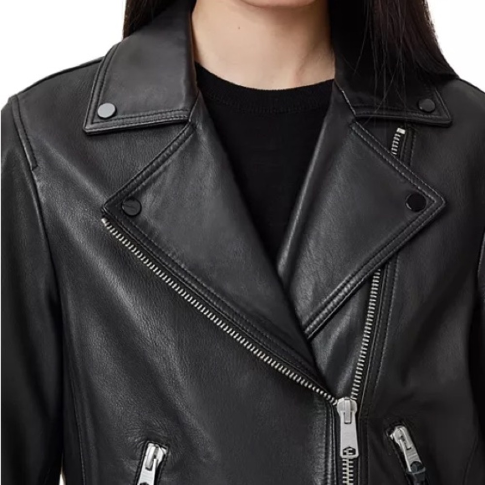 ALLSAINTS. NEW Dalby Slim Fit Leather Biker Jacket - Picture 3 of 13